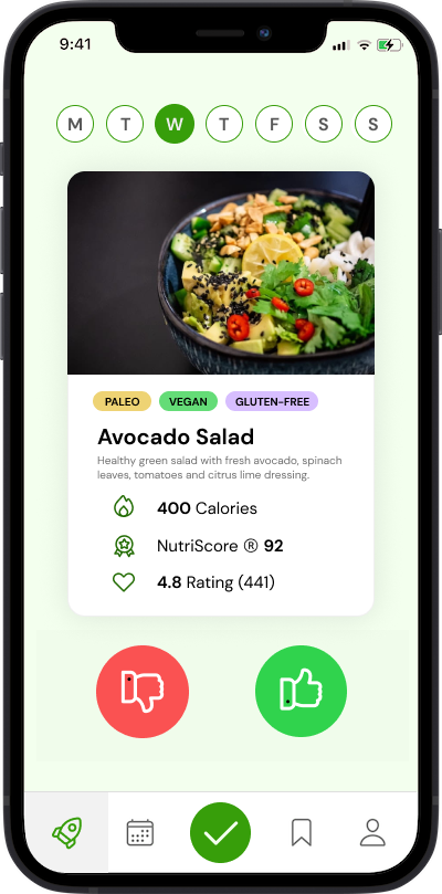 iPhone app
            meal approving plan screen